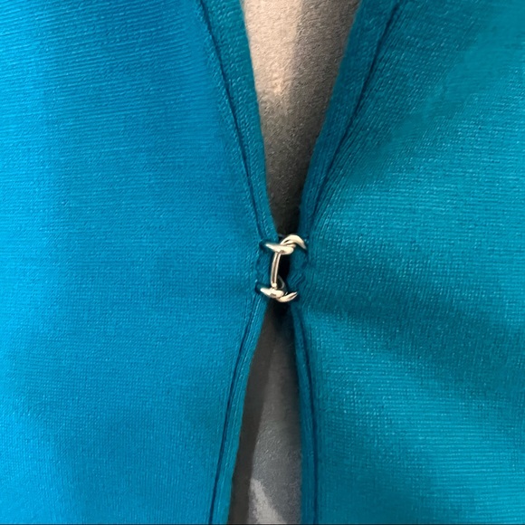 BEBE | Blue tuxedo style shoulder pad vintage spring summer designer blazer - Picture 11 of 16